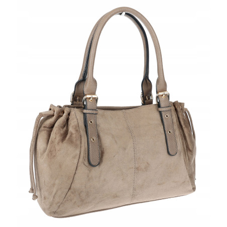 Torebka damska Zamszowa Shopper Kuferek Pojemna Elegancka Torba AM47 Beżowa