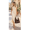 Torebka damska Shopper A4 Worek Pojemna Frędzle do Pracy MC808 Czekoladowa