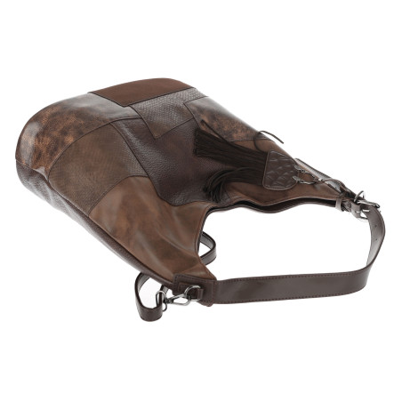 Torebka damska Shopper A4 Worek Pojemna Frędzle do Pracy MC808 Czekoladowa