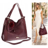 Torebka Damska shopper duża torba na ramię A4 pojemna modna CH625 Bordowa