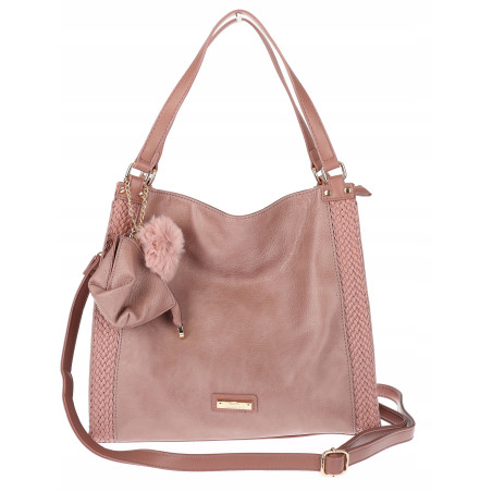 Torebka Damska shopper duża torba na ramię A4 pojemna modna CH625 Różowa