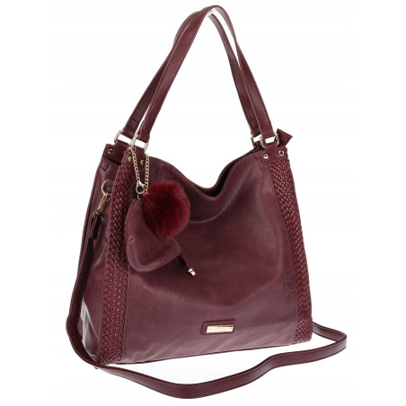 Torebka Damska shopper duża torba na ramię A4 pojemna modna CH625 Bordowa