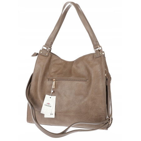 Torebka Damska shopper duża torba na ramię A4 pojemna modna CH625 Beżowa