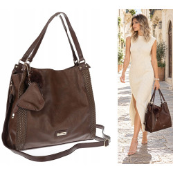 Torebka Damska shopper torba na ramię A4 pojemna modna CH625 Czekoladowa