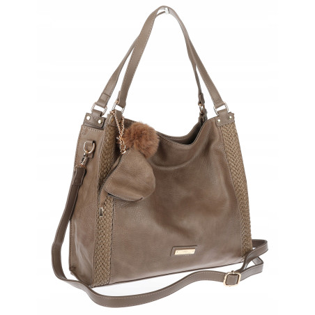 Torebka Damska shopper duża torba na ramię A4 pojemna modna CH625 Beżowa