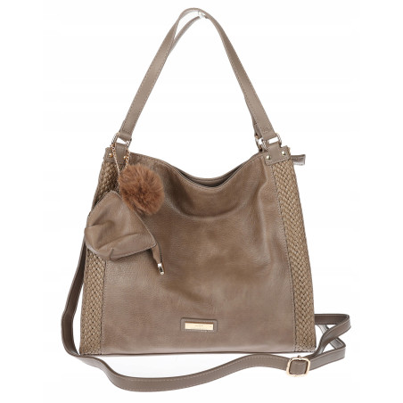 Torebka Damska shopper duża torba na ramię A4 pojemna modna CH625 Beżowa