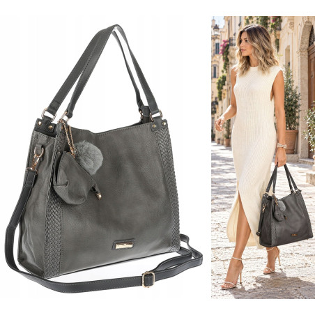 Torebka Damska shopper duża torba na ramię A4 pojemna modna CH625 Szara