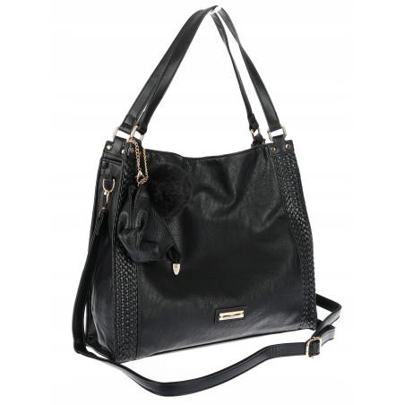 Torebka Damska shopper duża torba na ramię A4 pojemna modna CH625 Czarna