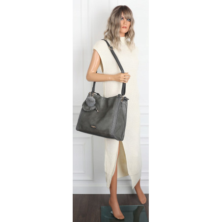 Torebka Damska shopper duża torba na ramię A4 pojemna modna CH625 Szara