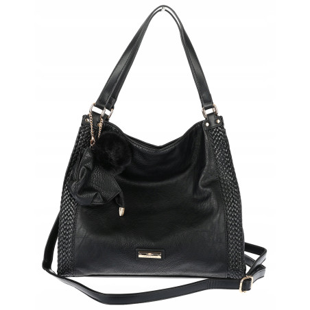 Torebka Damska shopper duża torba na ramię A4 pojemna modna CH625 Czarna