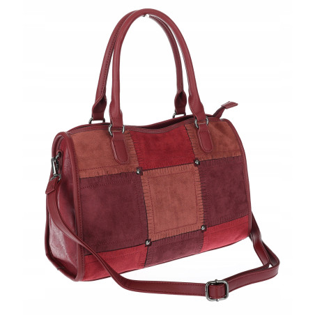 Torebka Damska zamszowa kuferek listonoszka do ręki modna DC559 Bordowa