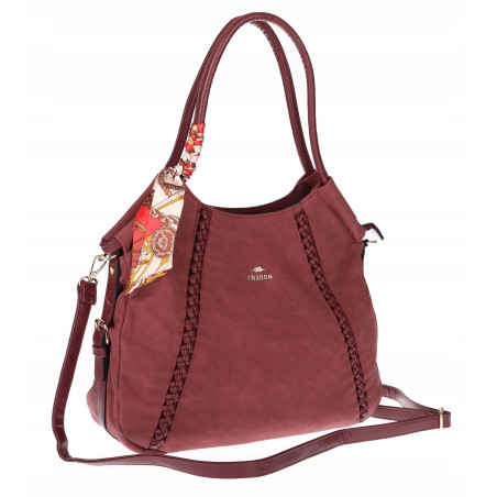 Torebka Damska Worek shopper włoska marka CHARRO pojemna CH3310 Bordowa