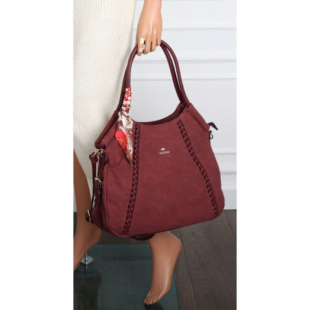 Torebka Damska Worek shopper włoska marka CHARRO pojemna CH3310 Bordowa