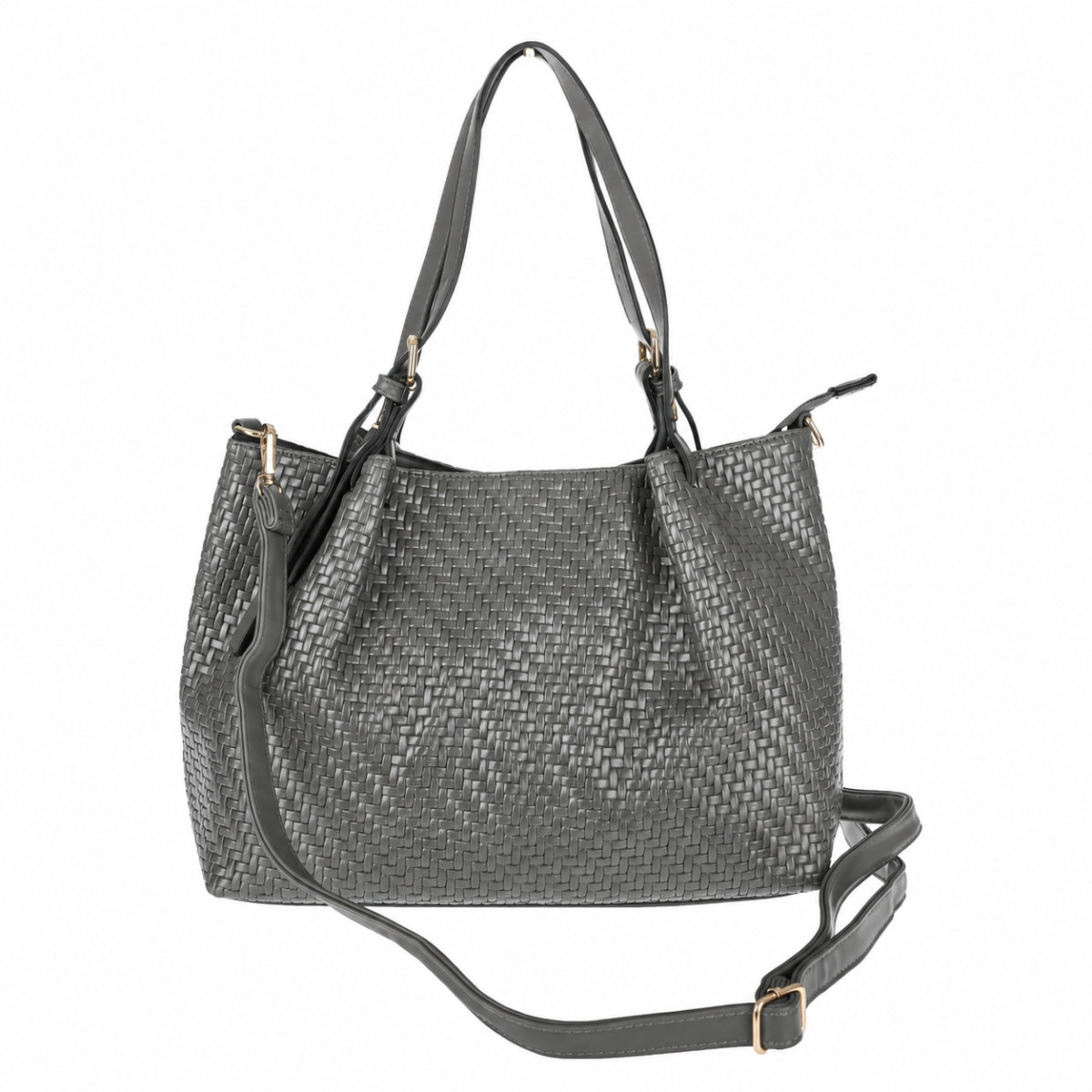 Torebka damska kuferek shopper pojemna modna torba na ramię HJ397 Szara