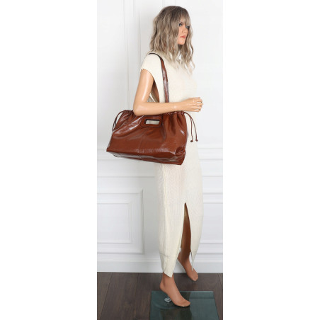 Torebka damska 2w1 shopper kopertówka A4 na ramię pojemna AM611 Brązowa