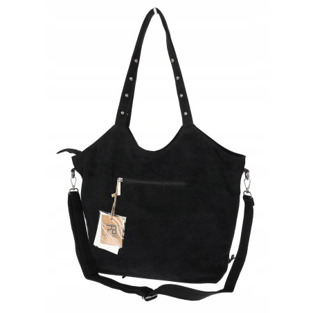 Torebka damska Zamszowa Frędzle Shopper Worek Torba na Ramię L3940 Czarna