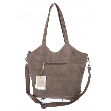 Torebka damska Zamszowa Frędzle Shopper Worek na Ramię L3940 Beżowa mud