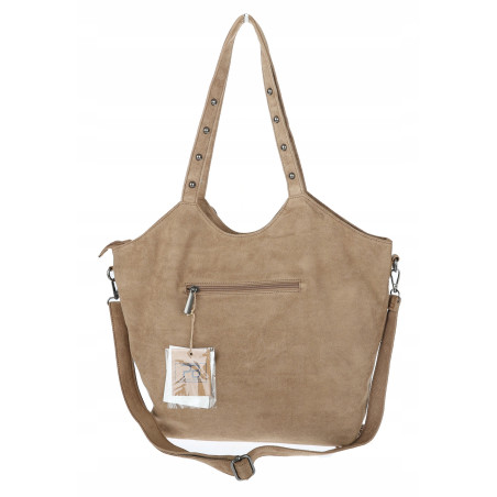 Torebka damska Zamszowa Frędzle Shopper Worek Torba na Ramię L3940 Beżowa