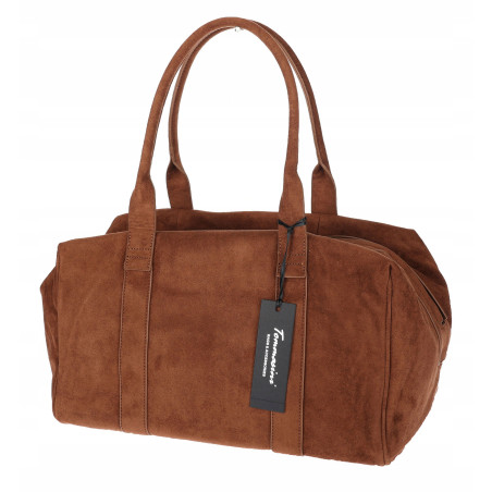 Torebka damska Tommasini zamszowa shopper torba A4 podręczna 3851 Brązowa