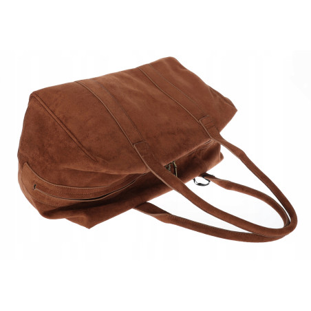 Torebka damska Tommasini zamszowa shopper torba A4 podręczna 3851 Brązowa