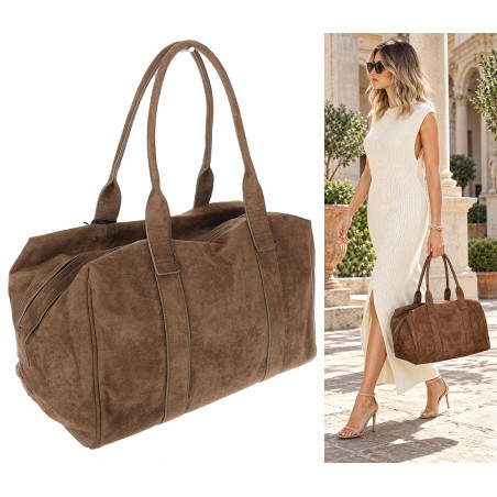 Torebka damska Tommasini zamszowa shopper duża torba podręczna 3851 Beżowa