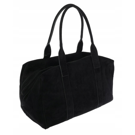 Torebka damska Tommasini zamszowa shopper duża torba podręczna 3851 Czarna