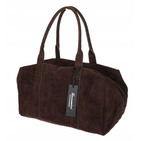 Torebka damska Tommasini zamszowa shopper torba podręczna 3851 Czekoladowa