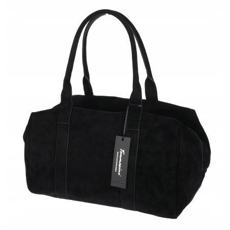 Torebka damska Tommasini zamszowa shopper duża torba podręczna 3851 Czarna