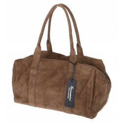 Torebka damska Tommasini zamszowa shopper duża torba podręczna 3851 Beżowa