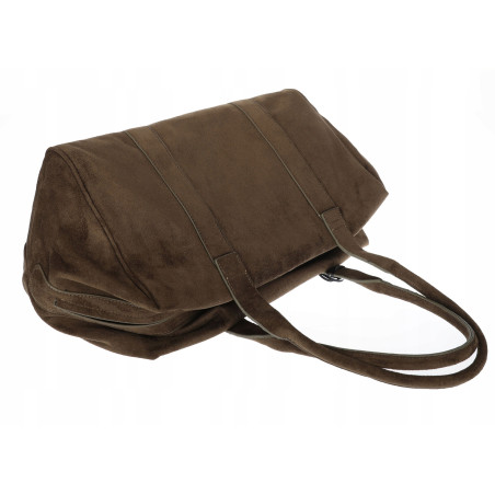 Torebka damska Tommasini zamszowa shopper duża torba podręczna 3851 Khaki