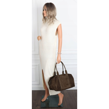 Torebka damska Tommasini zamszowa shopper duża torba podręczna 3851 Khaki