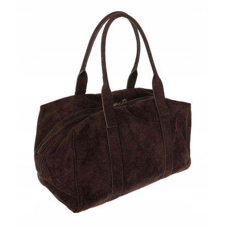 Torebka damska Tommasini zamszowa shopper torba podręczna 3851 Czekoladowa
