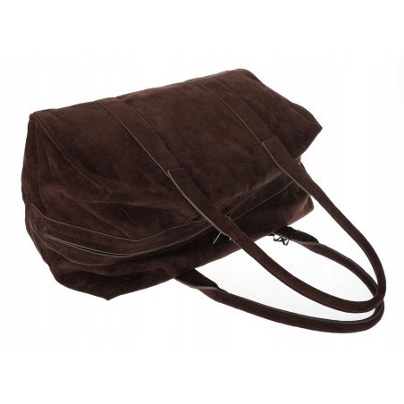 Torebka damska Tommasini zamszowa shopper torba podręczna 3851 Czekoladowa