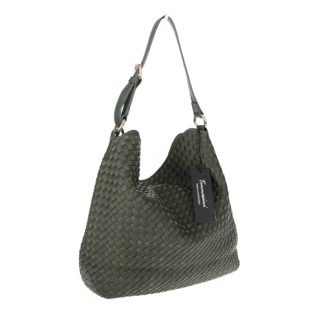 Torebka damska Tommasini shopper worek pleciona na ramię torba 3899 Zielona