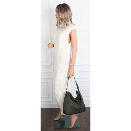 Torebka damska Tommasini shopper worek pleciona na ramię torba 3899 Zielona