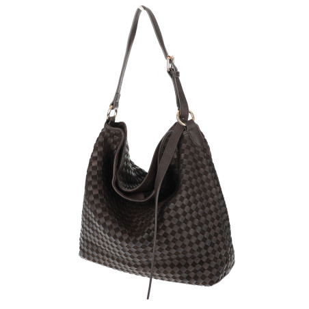 Torebka damska Tommasini shopper worek pleciona na ramię 3899 Czekoladowa