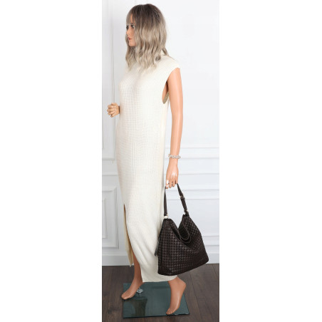 Torebka damska Tommasini shopper worek pleciona na ramię 3899 Czekoladowa