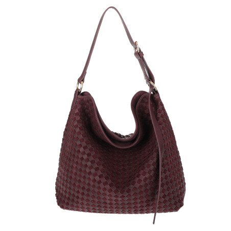 Torebka damska Tommasini shopper worek A4 pleciona na ramię 3899 Bordowa