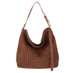 Torebka damska Tommasini shopper worek A4 pleciona na ramię 3899 Brązowa