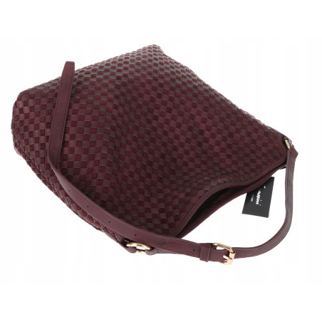 Torebka damska Tommasini shopper worek A4 pleciona na ramię 3899 Bordowa