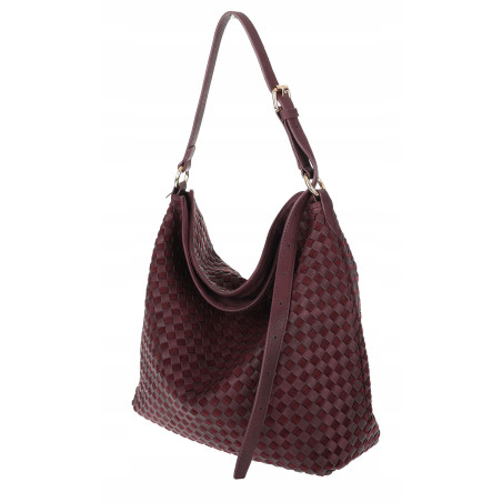 Torebka damska Tommasini shopper worek A4 pleciona na ramię 3899 Bordowa