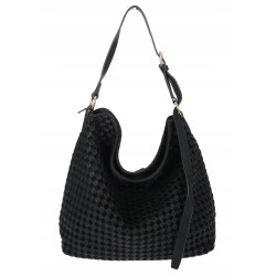 Torebka damska Tommasini shopper worek A4 pleciona na ramię 3899 Czarna