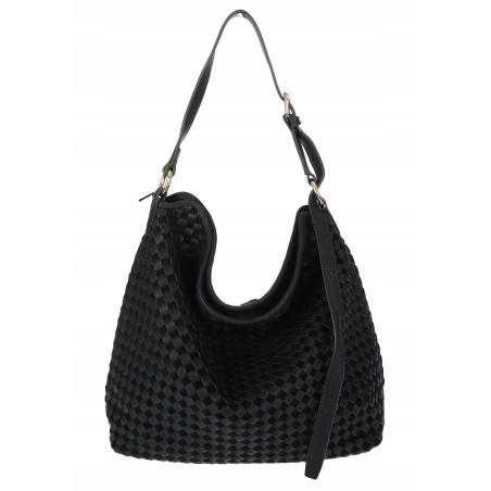 Torebka damska Tommasini shopper worek A4 pleciona na ramię 3899 Czarna