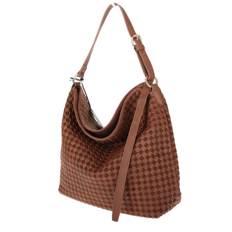 Torebka damska Tommasini shopper worek A4 pleciona na ramię 3899 Brązowa