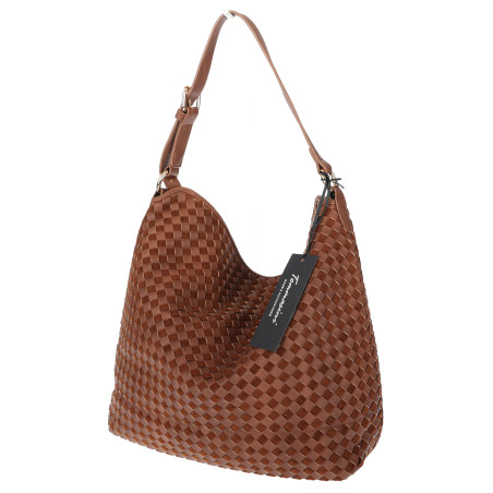 Torebka damska Tommasini shopper worek A4 pleciona na ramię 3899 Brązowa