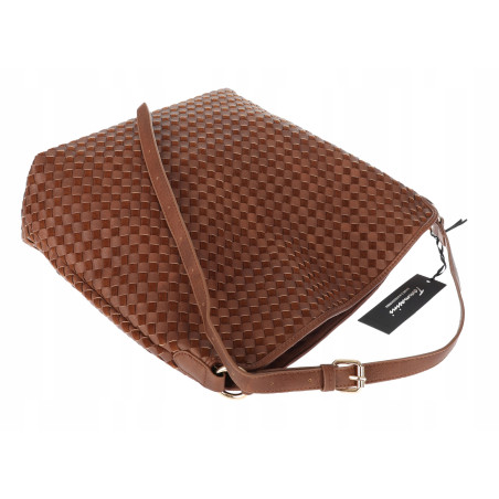 Torebka damska Tommasini shopper worek A4 pleciona na ramię 3899 Brązowa