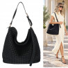Torebka damska Tommasini shopper worek A4 pleciona na ramię 3899 Czarna