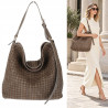 Torebka damska Tommasini shopper worek A4 pleciona na ramię 3899 Brązowa