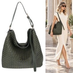 Torebka damska Tommasini shopper worek pleciona na ramię torba 3899 Zielona