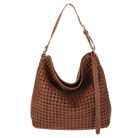 Torebka damska Tommasini shopper worek A4 pleciona na ramię 3899 Brązowa